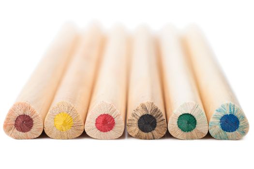 Colorful pencils isolated over white background