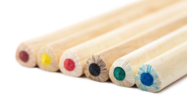 Colorful pencils isolated over white background