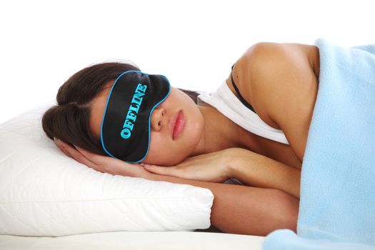offline beauty woman sleep on the pillow