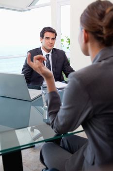 Portrait of a young business team during a meeting in an office