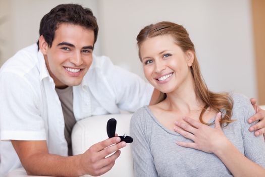 Happy young couple just got engaged