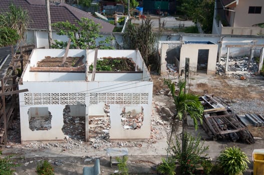 broken destroyed house construction building ruins