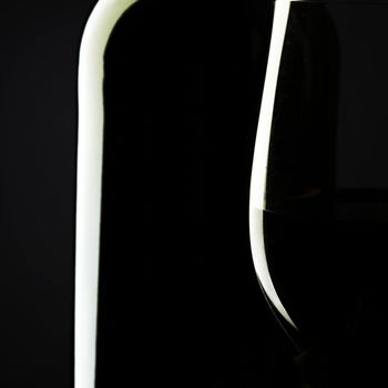 Red Wine Glass silhouette Black Background