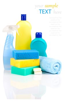 Plastic detergent bottles with sponges