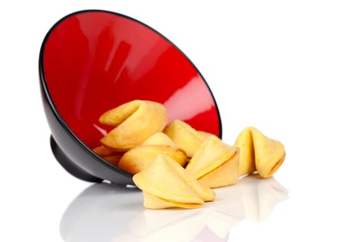 Bowl of Fortune Cookies, Isolated on white background