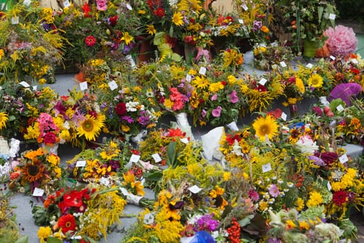 beautiful bouquets of flowers and herbs