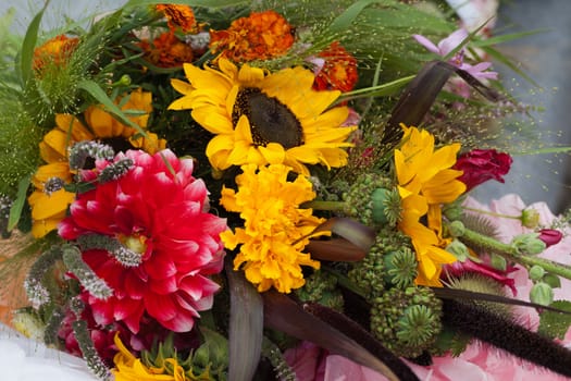 beautiful bouquets of flowers and herbs