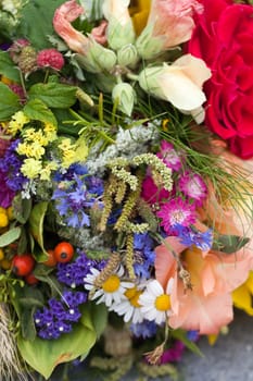 beautiful bouquets of flowers and herbs