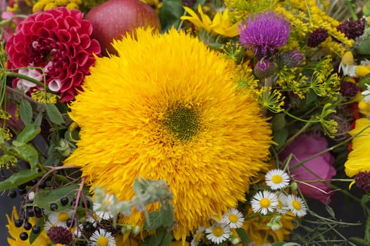 beautiful bouquets of flowers and herbs