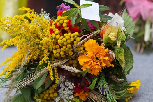 beautiful bouquets of flowers and herbs