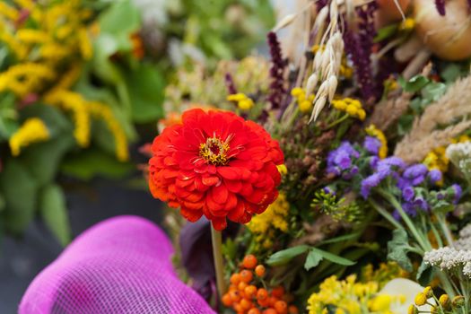 beautiful bouquets of flowers and herbs