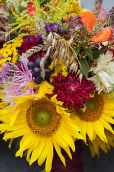 beautiful bouquets of flowers and herbs