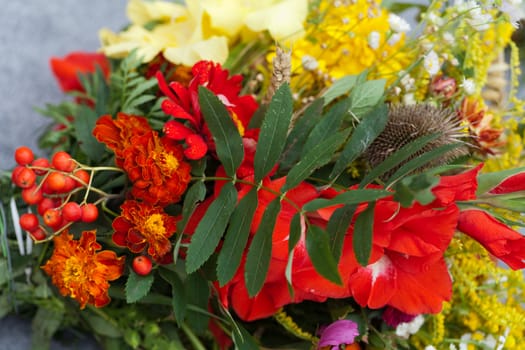 beautiful bouquets of flowers and herbs