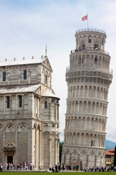 Leaning Tower of Pisa and a part of cathedral
