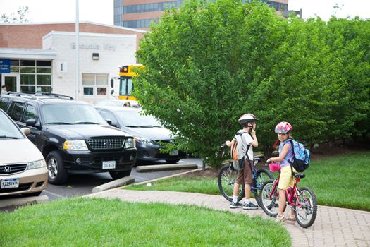 May 9, 2012 - Arlington, Virginia, USA - National Bike to School Day, Key School Escuela Key Elementary (Credit Image: © Dasha Rosato)