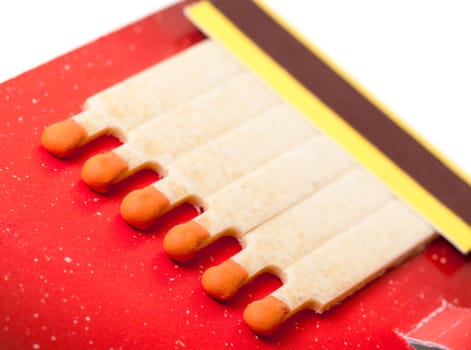 Colorful Matchbook closeup on white background