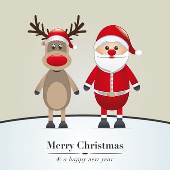 reindeer red nose and santa claus hat