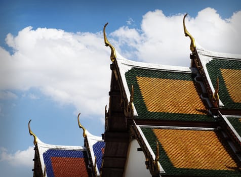 Details of a Thai temple roof beside Wat Arun in Bangkok