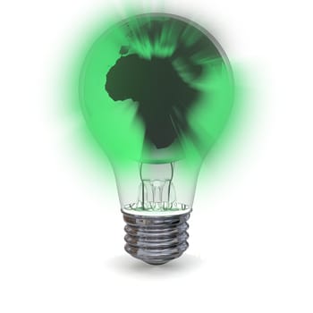 Green shining model of planet Earth inside lightbulb, concept of solution to global green power generation. Elements of this image furnished by NASA
