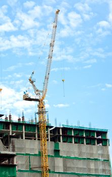 Construction of residential building with multiple floors.