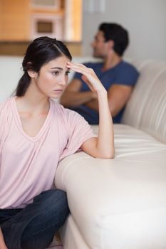 Portrait of a young couple after an argument in their living room