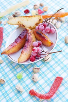 Sweet baked fruit and nuts