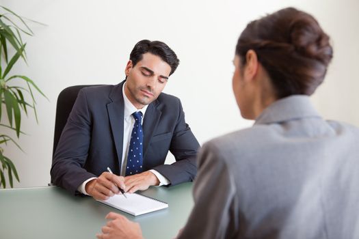 Marketers having a brainstorming in an office