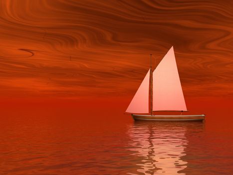 boat and sea and sky orange