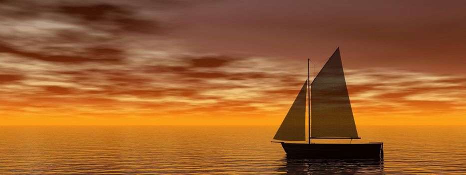 boat and sky orange