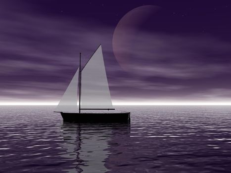 boat and moon