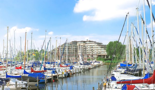 Boats at the marina Huizen. Netherlands