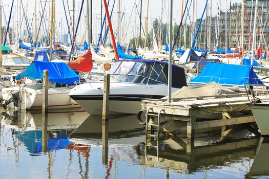 Boats at the marina Huizen. Netherlands