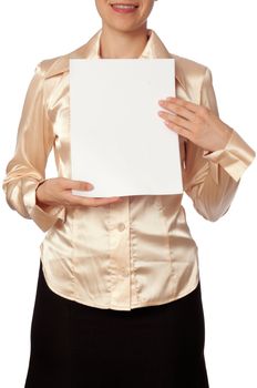 The new worker holds the white blank paper in the hand