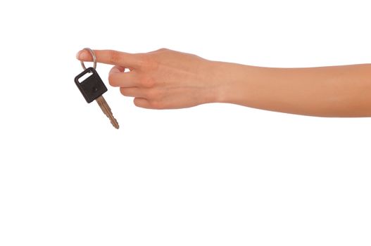 Key from the new house in hands of the woman