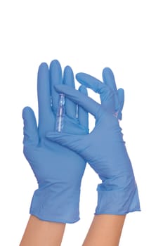 laboratory assistant take ampoule for making a vaccination