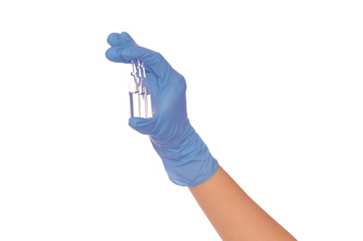 laboratory assistant take three ampules for vaccination