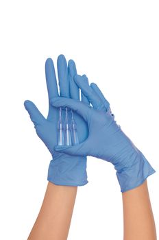 laboratory assistant take three ampules for make a test