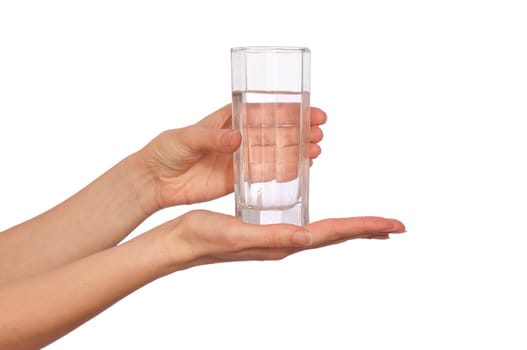 woman giving a glass with water to patient