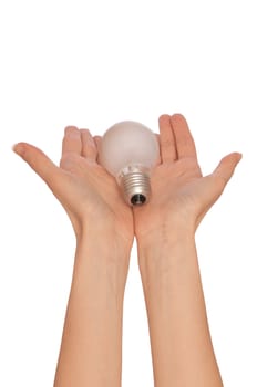 lamp in the woman's hands as a symbol of light