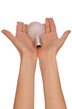 lamp in the woman's hands as a symbol of light