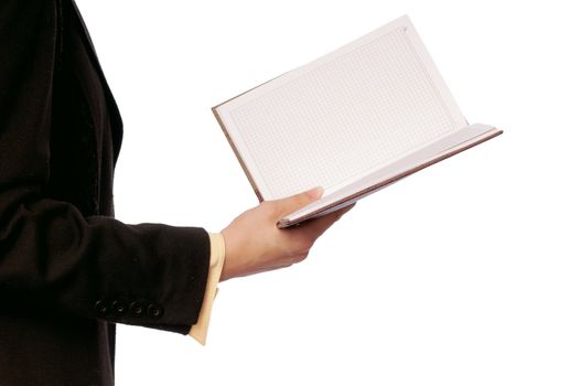 business woman read notes for business plan