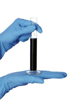 Sample of fractions of oil typed in a tube for experiments
