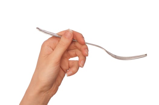woman holding fork in the hand for feeding a sick person