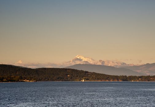 Mount Baker and Puget Sound seen from a ferry