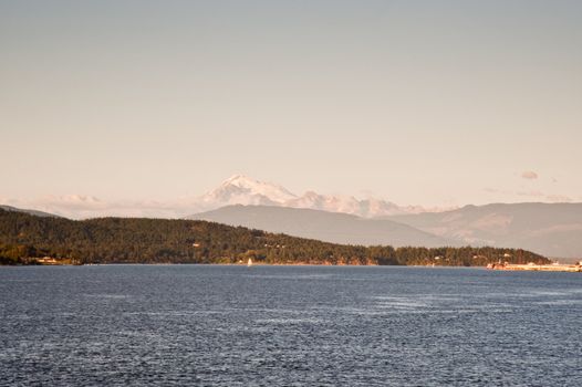 Mount Baker and Puget Sound seen from a ferry