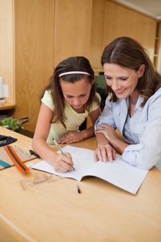 Girl getting help with her homework