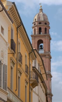 View of the bell tower of the Cathedral in Faenza