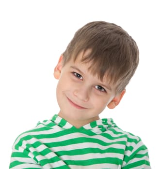 Cute boy smilling isolated on a white background