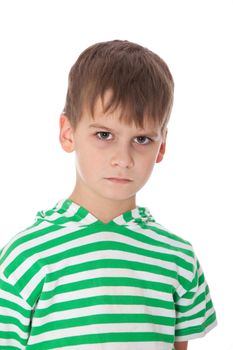 Cute boy anger isolated on a white background