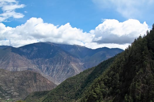 Landscape mountain with cloud and blue sky